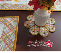 FALL FOLIAGE  CENTERPIECE & TRIVET In The Hoop Machine Embroidery