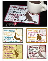 CAT POSES In The Hoop Embroidered Mug Mat Set-Digital Download
