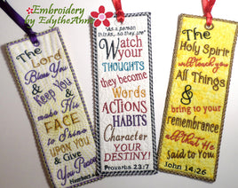 BOOKMARK SET OF THREE FAITH BASED In The Hoop Machine Embroidery