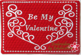 BE MY VALENTINE In The Hoop Embroidered Mug Mat.  INSTANT DOWNLOAD - Embroidery by EdytheAnne - 1