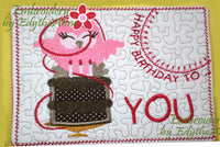 HAPPY BIRTHDAY TO YOU...In The Hoop Embroidered Mug Mat/Mug Rug Design.   - Digital File - Instant Download - Embroidery by EdytheAnne - 2
