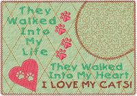 I LOVE MY CAT(s) In The Hoop Embroidered Mug Mat/Mug Rug-Digital Download