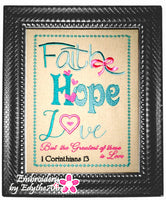 FAITH, HOPE, LOVE Word Art Frameable Canvas -  Digital Download