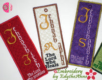 FAITH BASED IN THE HOOP MACHINE EMBROIDERY BOOKMARKS Names of God