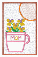 FLOWERS FOR MOTHER/MOM - Mother's Day In The Hoop Embroidered Mug Mat/Mug Rug  - Digital File
