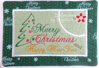 MERRY CHRISTMAS & HAPPY NEW YEAR MUG MAT/MUG RUG In The Hoop Embroidery Design