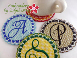 SAMANTHA MONOGRAM COASTERS- In The Hoop Machine Embroidery