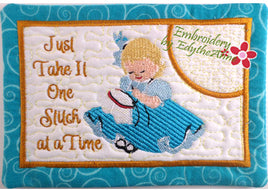 ONE STITCH AT A TIME In The Hoop Embroidered Mug Mat Designs.   - Digital File