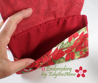 POINSETTIA PURSE IN THE HOOP with Dimensional Poinsettia. Digital Download
