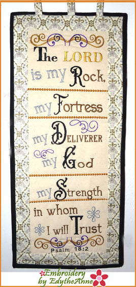 HALF OFF THIS WEEK ONLY - PSALM 18 THE LORD IS MY ROCK...WALL HANGING-  In The Hoop Machine Embroidery
