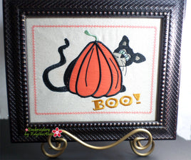 SCAREDY CAT CANVAS ART Frameable Canvas-  In The Hoop Machine Embroidery