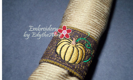 FALL/THANKSGIVING NAPKIN RING In The Hoop - Instant Download - Embroidery by EdytheAnne - 1