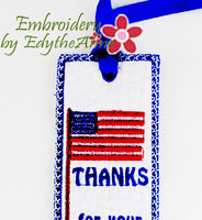 THANKS FOR YOUR SERVICE BOOK MARK In The Hoop Digital File.