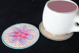 SUMMER ROSE COASTERS- In The Hoop Machine Embroidery - Digital Download