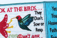 LOOK AT THE BIRDS In The Hoop Embroidered Mug Mat Design - DIGITAL DOWNLOAD