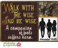 WALK WITH THE WISE - Proverbs 13:20 Mug Rug/Mug Mat-In The Hoop Machine Embroidery