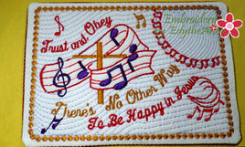 TRUST AND OBEY FAITH BASED Mug Mat/Mug Rug - 2 Sizes Included - INSTANT DOWNLOAD - Embroidery by EdytheAnne - 1
