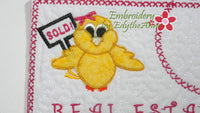 REAL ESTATE CHICK! In The Hoop Embroidered Mug Mat/Mug Rug with applique chick.   - Digital File - Instant Download - Embroidery by EdytheAnne - 2