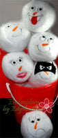 Snowball Stuffies!...Machine Embroidered Twelve  different faces shaped into snowballs. Great Frozen Party treat  & Children's Stock Stuffers! - Embroidery by EdytheAnne - 2