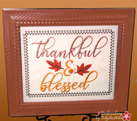 THANKFUL & BLESSED CANVAS WORD ART Frameable Canvas-  In The Hoop Machine Embroidery