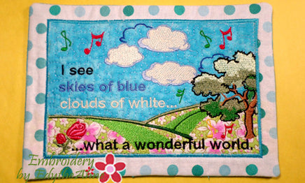 WHAT A WONDERFUL WORLD  In The Hoop Whimsical Embroidered Mug Mats/Mug Rugs - Embroidery by EdytheAnne - 6
