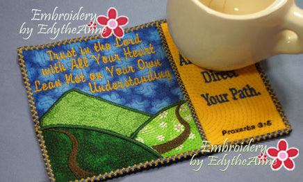 TRUST IN THE LORD Mug Mat/Mug Rug - 2 Sizes Included - INSTANT DOWNLOAD - Embroidery by EdytheAnne - 2