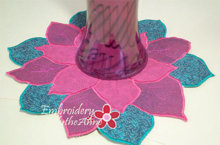 POINSETTIA CENTERPIECE or TRIVET  In The Hoop Project -INSTANT DOWNLOAD - Embroidery by EdytheAnne - 2