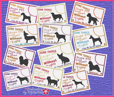 DOG BREEDS - In The Hoop Mug Mats/Mug Rugs