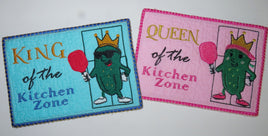KING/QUEEN KITCHEN ZONE - PICKLEBALL - In The Hoop Embroidered Mug Mat Design - DIGITAL DOWNLOAD