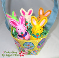 EASTER BASKET & BUNNY HOPPERS In The Hoop Machine Embroidery Design - Digital Download