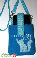 I LOVE MY CAT  PHONE CARRIER- IN THE HOOP - Digital Download