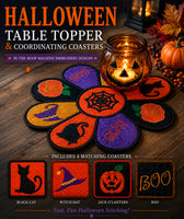 HALLOWEEN CANDLE RING/TABLE TOPPER with MATCHING COASTERS In The Hoop Machine Embroidery