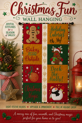 CHRISTMAS FUN WALL HANGING - In The Hoop Machine Embroidery   Digital Download
