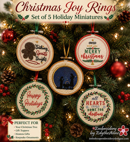 Christmas Gift Tags & Ornaments – Set of 5 In-the-Hoop Machine Embroidery Designs