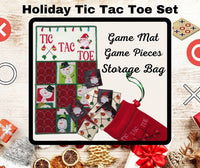 HOLIDAY TIC TAC TOE GAME MAT SET w/ Drawstring Bag & Playing Pieces-  Digital Download