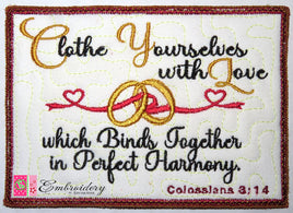 COLOSSIANS 3:14  MUG MAT In The Hoop Machine Embroidery - Digital Download