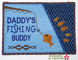 DADDY'S/ GRANDPA'S FISHING BUDDYIn The Hoop Embroidered Mug Mat-Digital Download