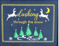 DASHING THROUGH THE SNOW CANVAS KEEPSAKE Frameable Canvas-  In The Hoop Machine Embroidery