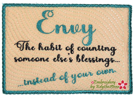 ENVY  In The Hoop Embroidered Mug Mat Design - DIGITAL DOWNLOAD