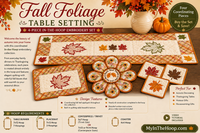 Fall Foliage Table Setting | 4-Piece In-the-Hoop Embroidery Collection