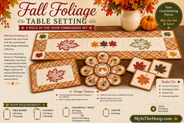 Fall Foliage Table Setting | 4-Piece In-the-Hoop Embroidery Collection