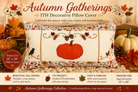 AUTUMN GATHERING RECTANGULAR PILLOW COVER Machine Embroidery Design