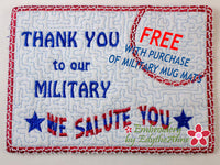 MILITARY  In The Hoop Embroidered Mug Mats/Mug Rugs Army, Navy, Marines, Air Force, Coast Guard