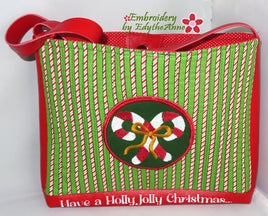 HOLLY JOLLY CHRISTMAS TOTE BAG Partial in the Hoop Machine Embroidery Design -