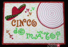 CINCO DE MAYO In The Hoop Machine Embroidered Party Mat - Digital File