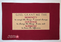 SERENITY PRAYER PLACEMAT & Wall Hanging In The Hoop Machine Embroidery  - Digital Download