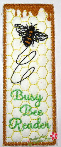 BUSY BEE READER BOOK MARK In The Hoop-  Digital File