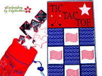 STARS & STRIPES TIC TAC TOE GAME MAT SET w/ Drawstring Bag & Playing Pieces-  Digital Download