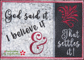 GOD SAID IT MUG MAT In The Hoop Embroidery  - DIGITAL DOWNLOAD