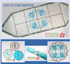 OH SO GRACEFULLY ELEGANT TABLE SETTING 4 Piece Save on Bundle - In The Hoop Machine Embroidery